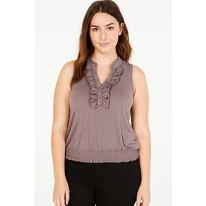 Jester Ruffled Sleeveless Blouse – Junior Size Large, Gray